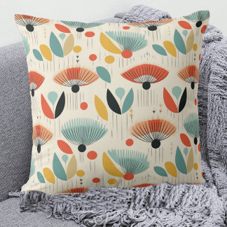 MCM Retro Botanical Pattern Cushion