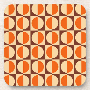 MCM Retro Geometric Half Square and Circle Pattern Coaster