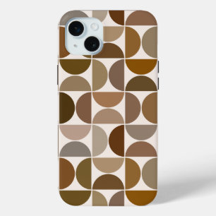MCM Semicircles Browns+Cream Big Pattern iPhone 15 Mini Case