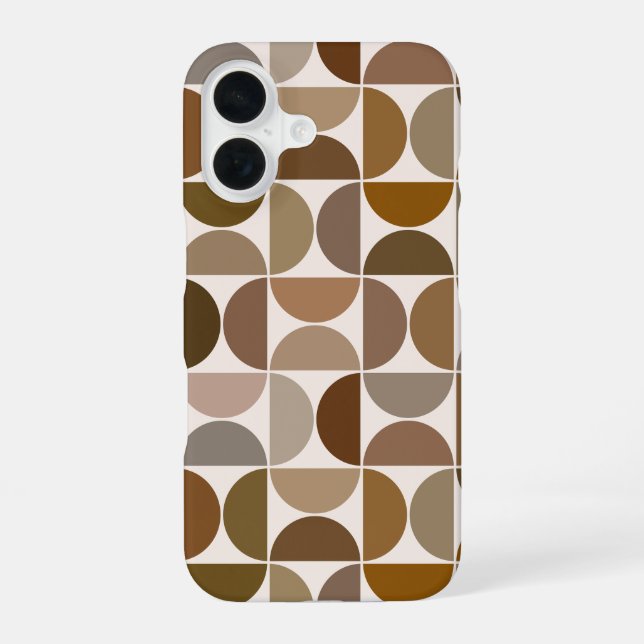 MCM Semicircles Browns+Cream Big Pattern iPhone 16 Case (Back)