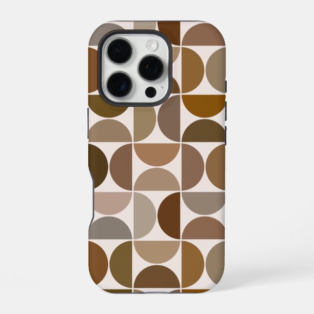 MCM Semicircles Browns+Cream Big Pattern iPhone Case (Back)