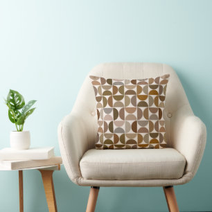 MCM Semicircles Browns+Cream Pattern Cushion