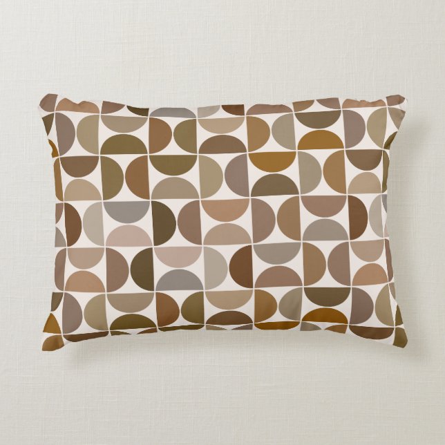 MCM Semicircles Browns+Cream Pattern Decorative Cushion (Front)