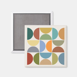 MCM Semicircles Color on Cream Square Magnet