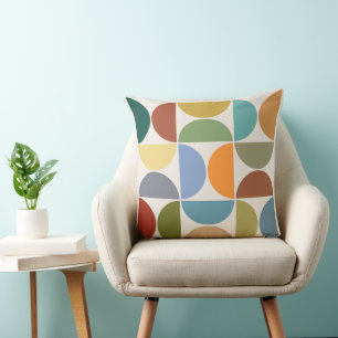 MCM Semicircles Colour on Cream Square Cushion