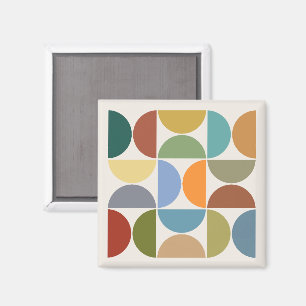 MCM Semicircles Colour on Cream Square Magnet