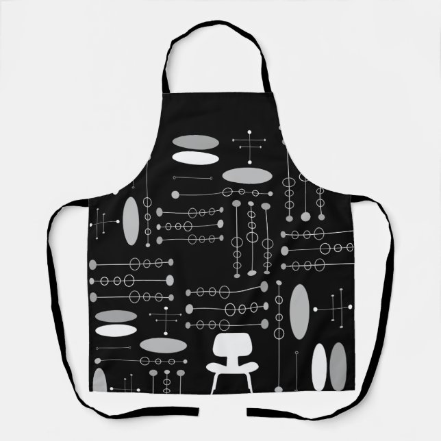 MCM Shades of Grey Mid-Century Modern Pattern Apron (Front)