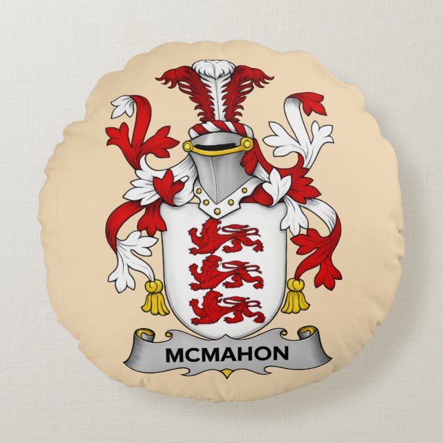 McMahon Family Coat of Arms Round Cushion (Front)