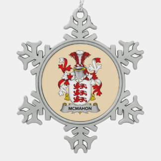 McMahon Family Coat of Arms Snowflake Pewter Christmas Ornament