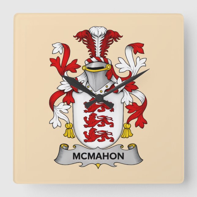McMahon Family Coat of Arms Square Wall Clock (Front)