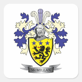 McMillan Family Crest Coat of Arms Square Sticker