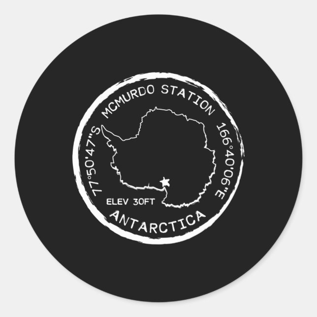 Mcmurdo Station Passport Stamp Antarctica Classic Round Sticker (Front)