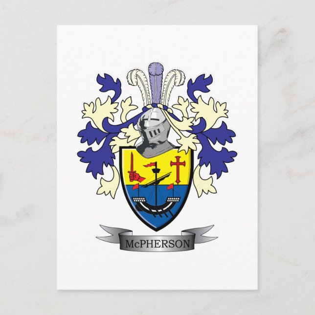 McPherson Family Crest Coat of Arms Postcard (Front)