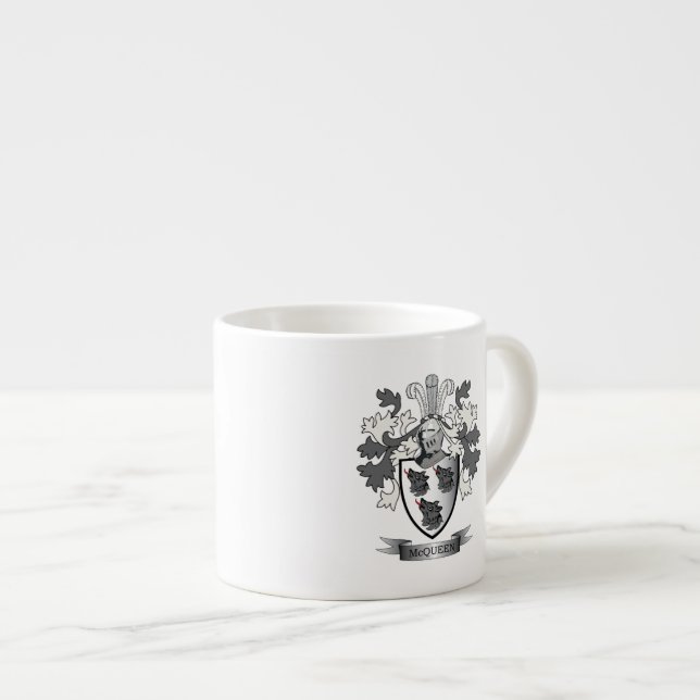 McQueen Family Crest Coat of Arms Espresso Cup (Front Right)