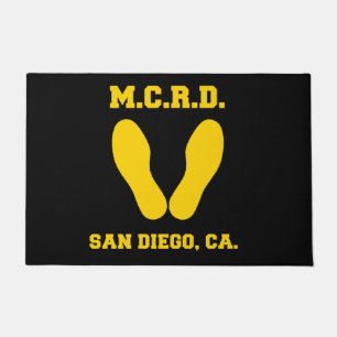 MCRD SAN DIEGO FOOTPRINTS ON BLACK DOORMAT