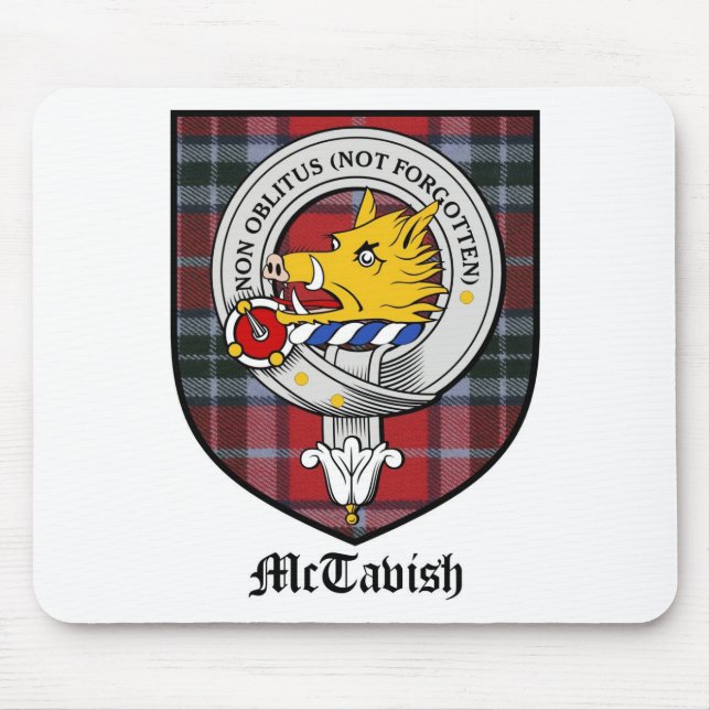 McTavish Clan Crest Badge Tartan Mouse Pad (Front)