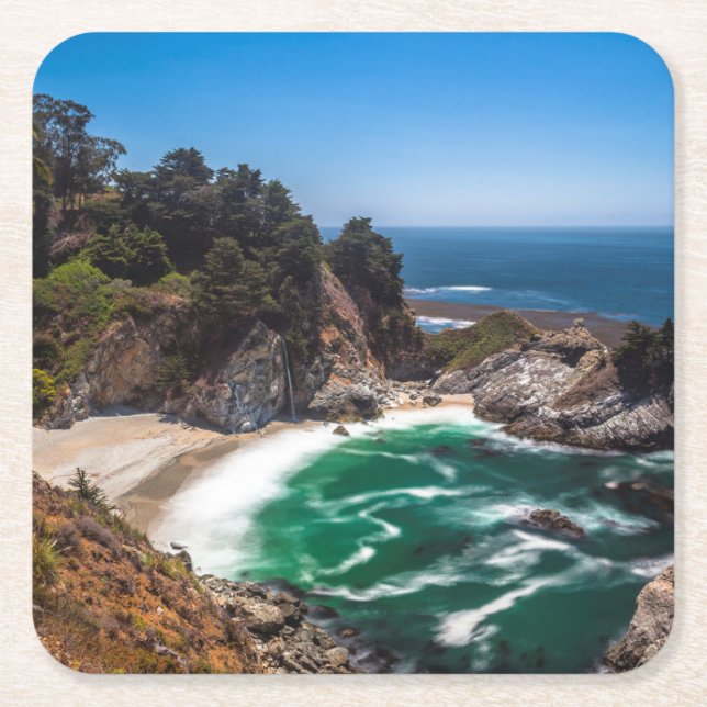 Mcway Falls in Julia Pfeiffer Burns state park Square Paper Coaster (Front)