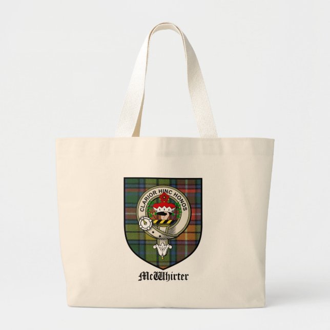 McWhirter Clan Crest Badge Tartan Large Tote Bag (Front)