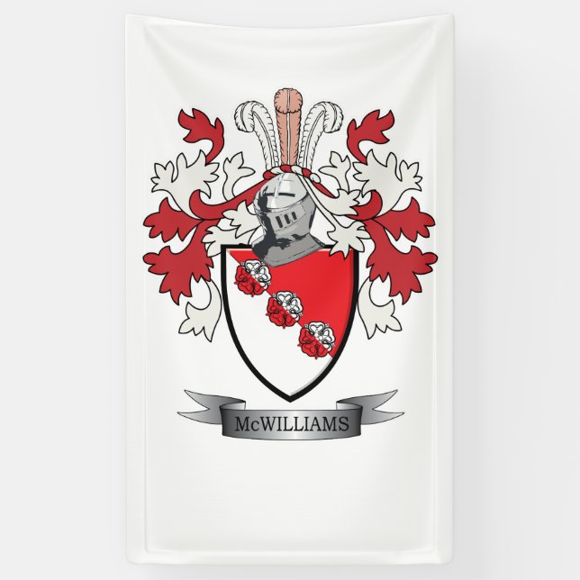 McWilliams Family Crest Coat of Arms Banner (Vertical)