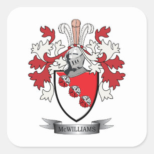 McWilliams Family Crest Coat of Arms Square Sticker