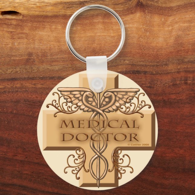 MD Caduceus Basic Round Keychain (Front)