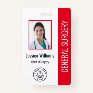 MD Doctor Hospital Medical Employee Photo ID Red ID Badge