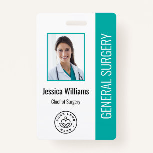 MD Doctor Hospital Medical Employee Photo ID Teal ID Badge