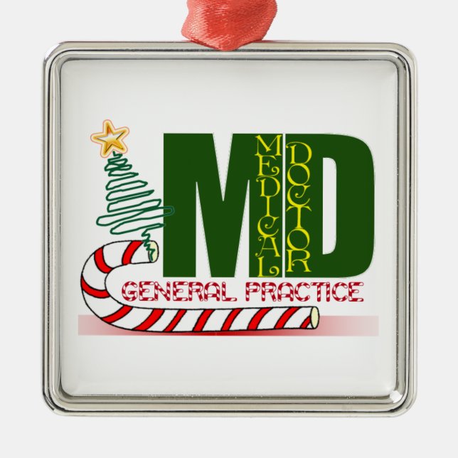MD GENERAL PRACTICE PHYSICIAN CHRISTMAS MERRY METAL TREE DECORATION (Front)