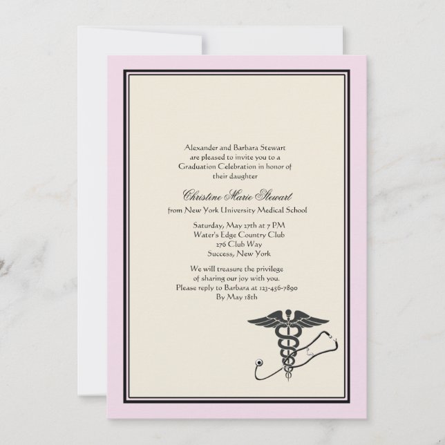 MD Graduation Invitation Pink (Front)