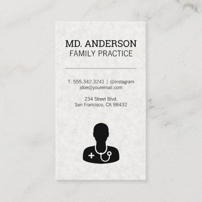 MD Healthcare Worker Icon | Medical Symbol Business Card (Front)