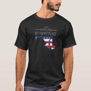 MD Maryland My Happy Place USA States Flag Map T-Shirt