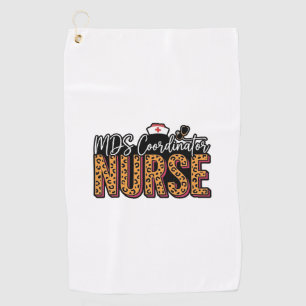 MDS Coordinator Nurse Vintage Leopard Shirt Design Golf Towel