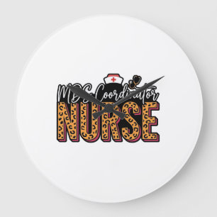 MDS Coordinator Nurse Vintage Leopard Shirt Design Large Clock