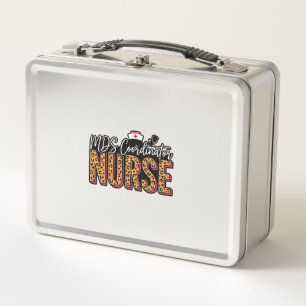 MDS Coordinator Nurse Vintage Leopard Shirt Design Metal Lunch Box