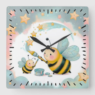 Me and baby bee square wall clock