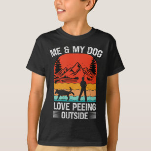 Me And My Dog - I Love Peeing Outside Retro Sunset T-Shirt