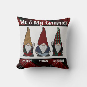 Me and My Gnomies Personalized Rustic Throw Pillow