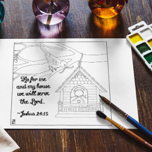 Me and My House Scripture Colouring Postcard