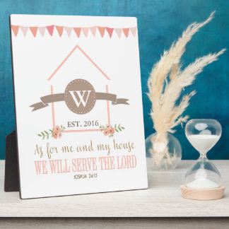 Me and my house, scripture, family initial plaque