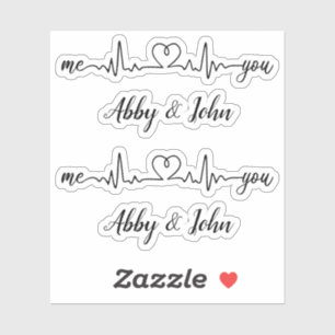 Me and You Heartbeat Love Heart Line Custom Name