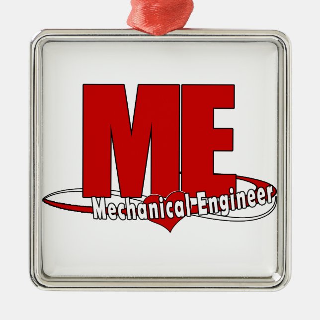ME BIG RED LOGO MECHANICAL ENGINEER METAL TREE DECORATION (Front)