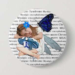 ME/CFS Angel Fairy Girl Awareness Ribbon 7.5 Cm Round Badge