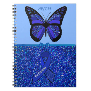 ME/CFS Blue Awareness Ribbon and Butterfly Spiral Notebook