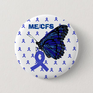 ME/CFS Blue Ribbon and Butterfly Awareness 6 Cm Round Badge