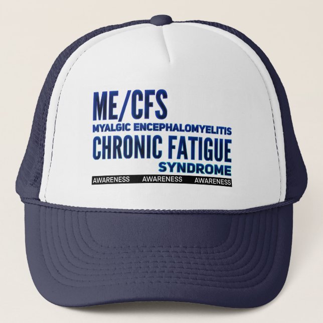 ME/CFS Chronic Fatigue Awareness Blues Trucker Hat (Front)