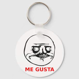 Me Gusta Face with Text Key Ring