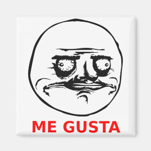 Me Gusta Face with Text Magnet
