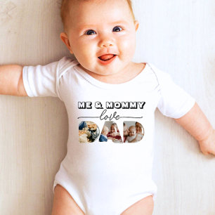 Me & mummy love dad 3 Photos Collage  Baby Bodysuit