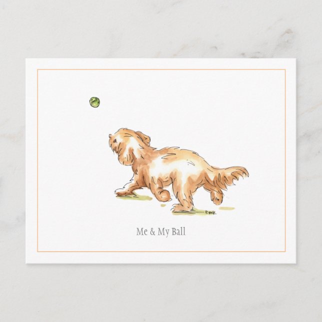 'Me & My Ball' Cockapoo Postcard (Front)