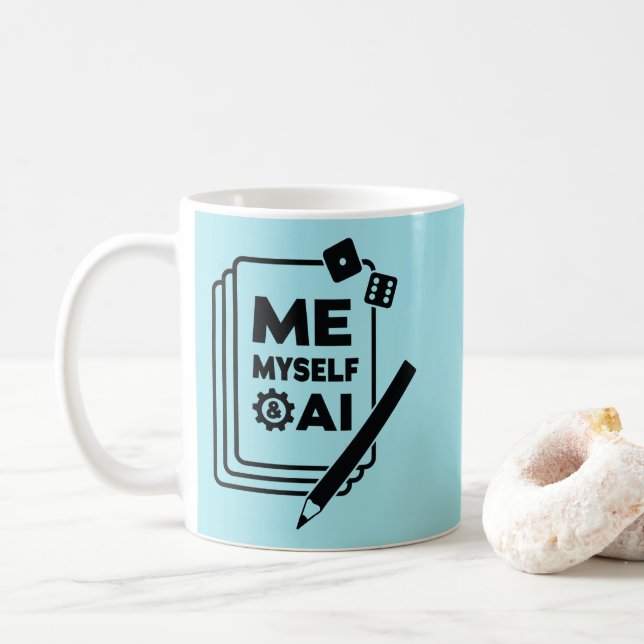 Me, Myself & AI, Black Art Mug (With Donut)